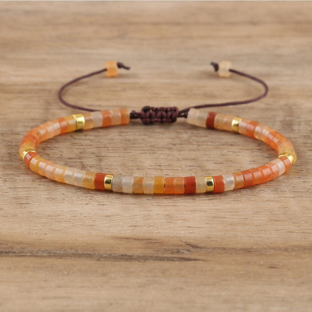 2x4mm Dainty Imperial Jasper Bracelet for Women Handwoven Adjustable Healing Stone Jewelry Alloy Main Material for Anniversary
