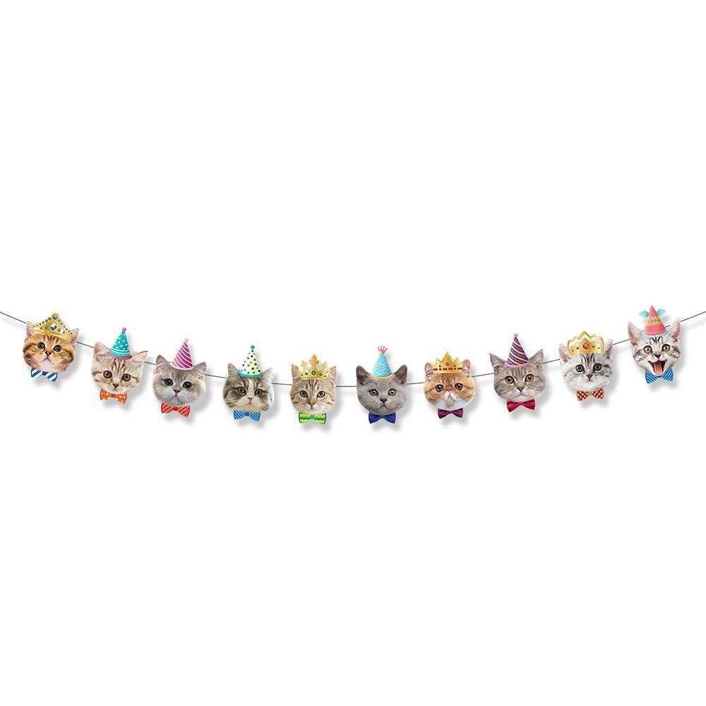 Multicolor Pet Cat Party Banner Cartoon Cat Birthday Party Decoration Home Decoration
