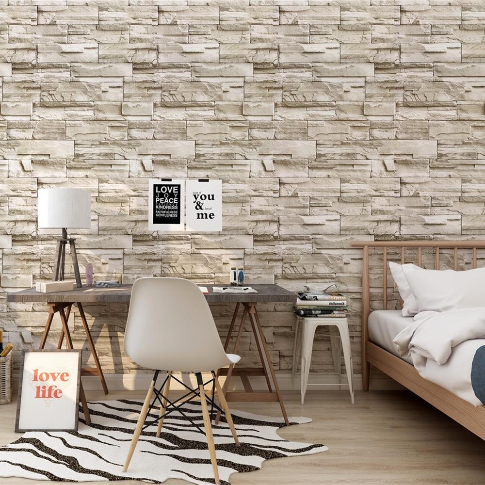 Retro 3D Simulation Khaki Brick Pattern Peel and Stick Wallpaper Self Adhesive Contact Paper Removable Waterproof Wallpaper For Furniture