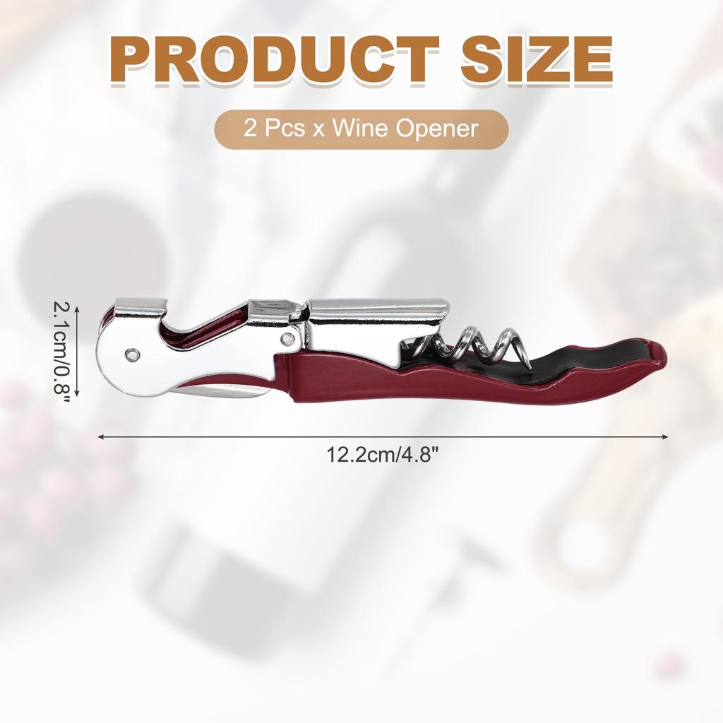2/4Pcs Professional Waiters Corkscrew Stainless Steel Wine Key with Ergonomic Wood Grip Beer Bottle Opener and Foil Cutter