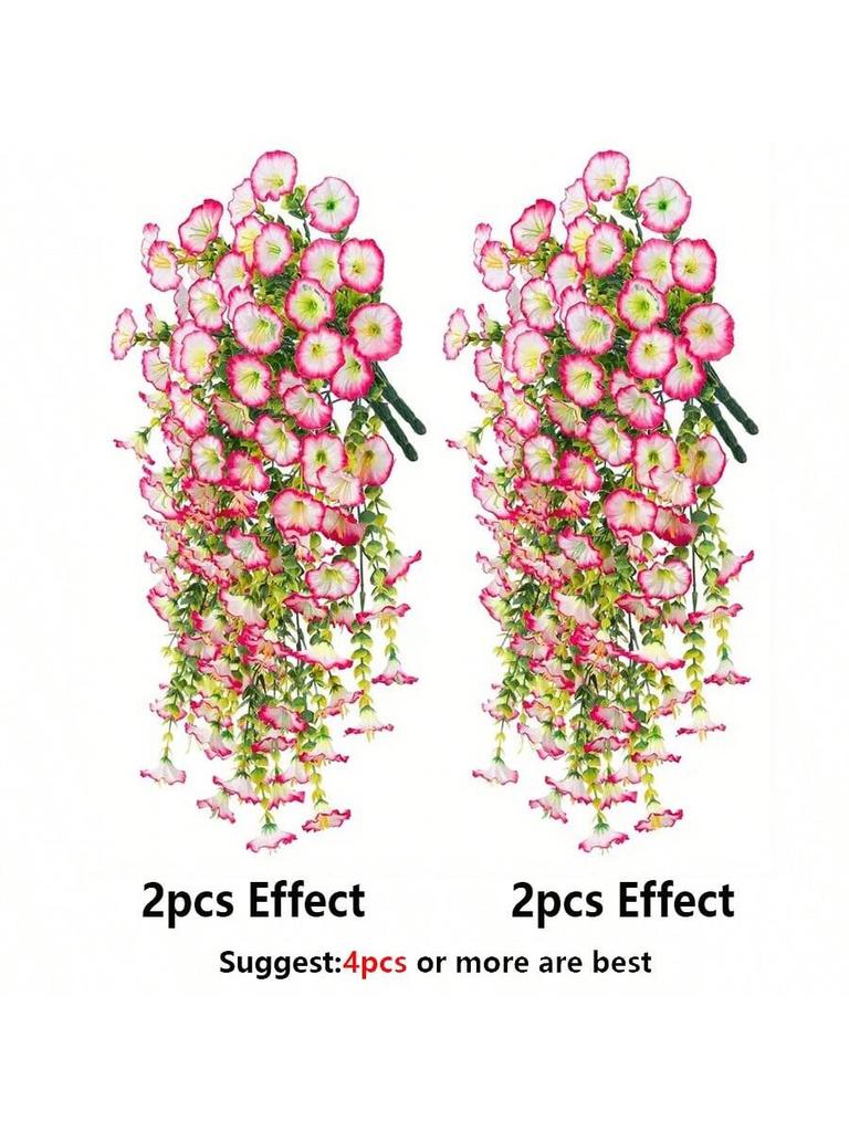 1/2pcs UV-Resistant Artificial Morning Glory & Eucalyptus Hanging Decor - Perfect For Home,Garden,Weddings Outdoor Decoration