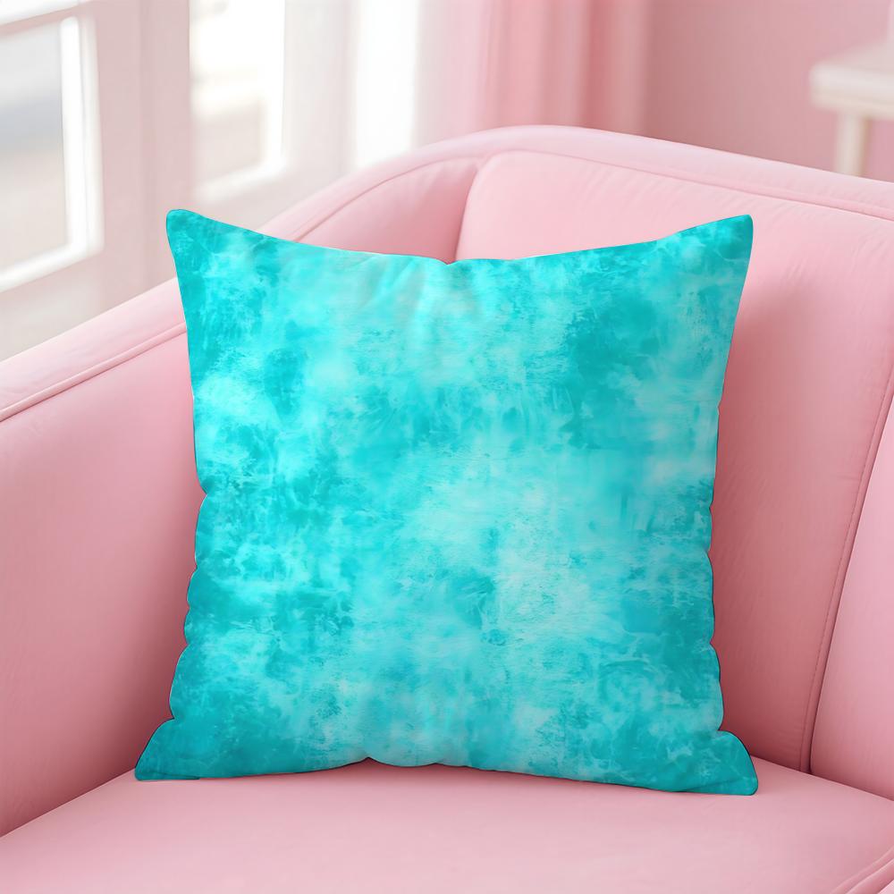 Blue Green Ocean Print Pattern Cushion Cover Pillow Case Soft Skin Friendly Fabric Concealed Zipper