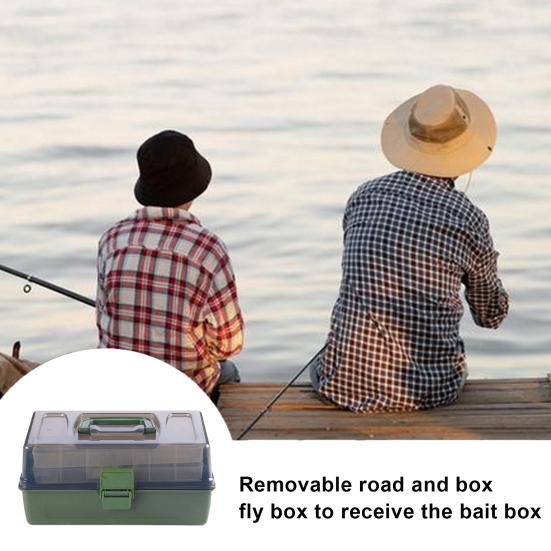 3-слойная коробка для рыболовных приманок с переносной ручкой, большая вместимость, прозрачная, прочная