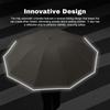 Fully Automatic Umbrella with Carabiner Handle, 10 Ribs Reverse Folding Umbrella Travel Portable