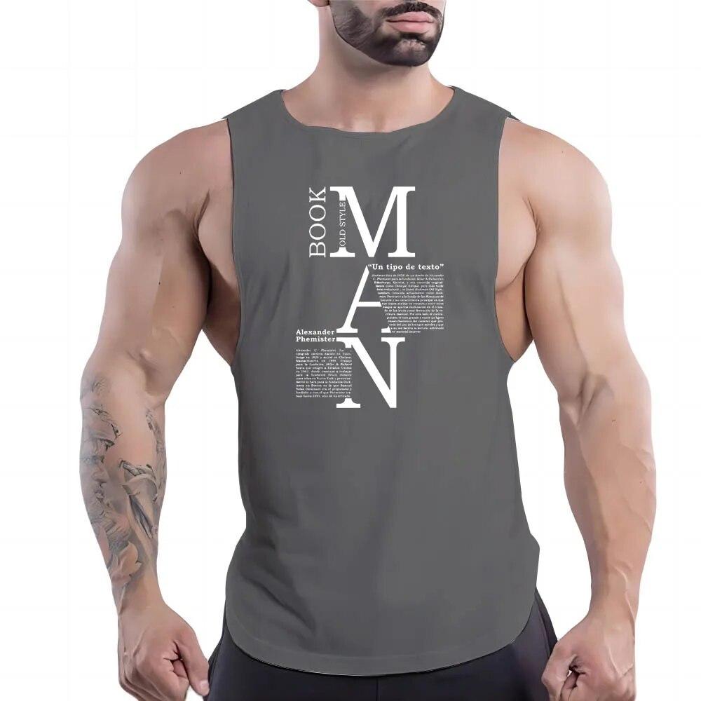 Men'S Clothing Fashion Casual Street Sleeveless Vest Crewneck Comfortable Breathable English Letter Printed Quick-Drying Top