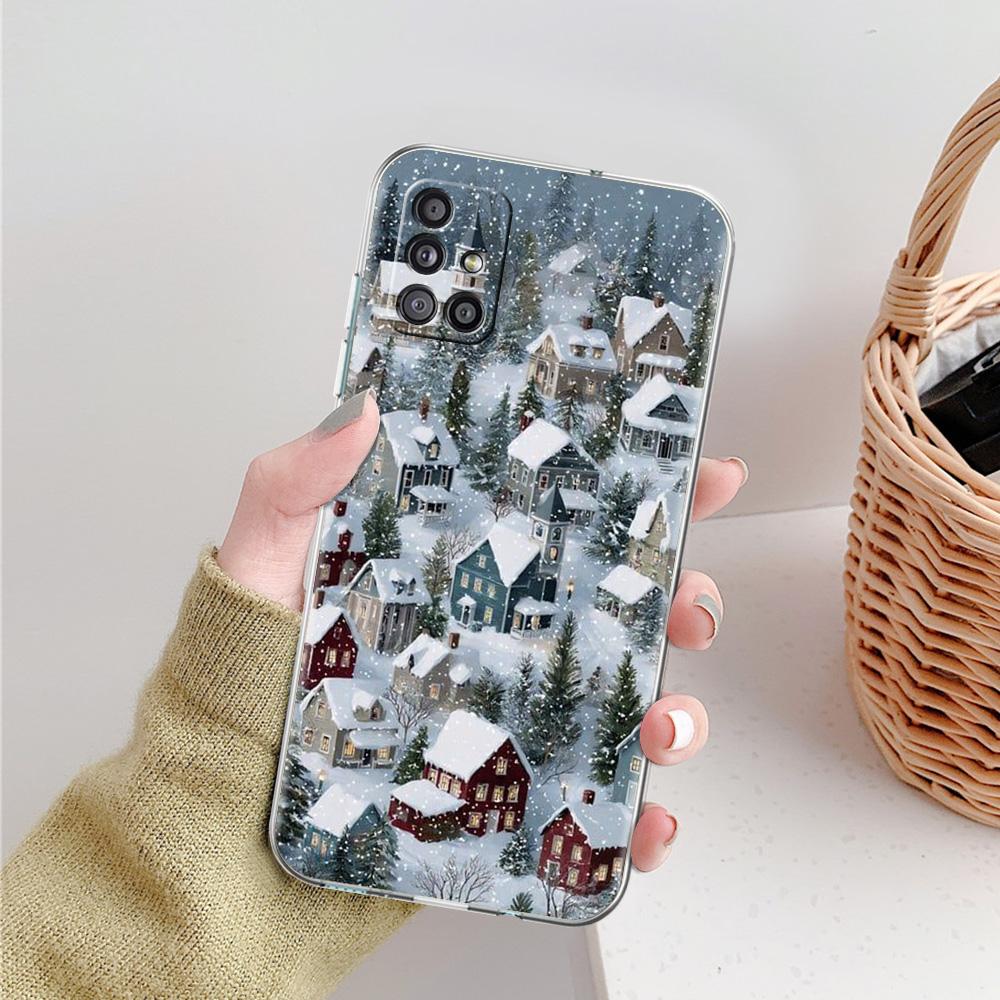 Чехол для телефона Samsung A15 A13 A35 A55 A51 A71 A41 A31 A21S A05 A17 A23 A25 A33 A53 A73 5G A07 4G Cover Мультяшный Рождественский Стиль