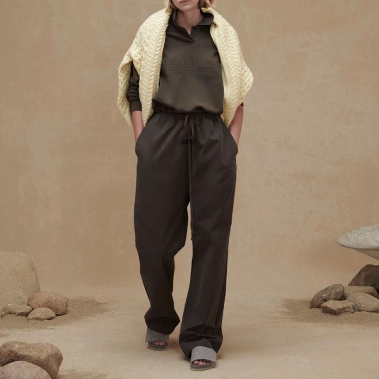 Fear of God Essentials FW22 Лонгслив Поло Дымный Принт Буквами Женское Поло Серое FOG-FW22-107