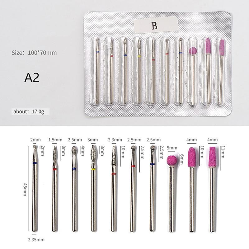 10pcs Nail Drill Bit Rotary Electric Milling Cutters for Pedicure and Manicure, Files Cuticle Burr Nail Tools Accessories