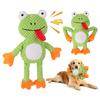 Squeaky Dog Toy Interactive Plush Frog Dog Toy Soft Stuffed Animal Dog Chew Toy Puppy Teeth Cleaning Tug Toy for Small Medium Large Dogs