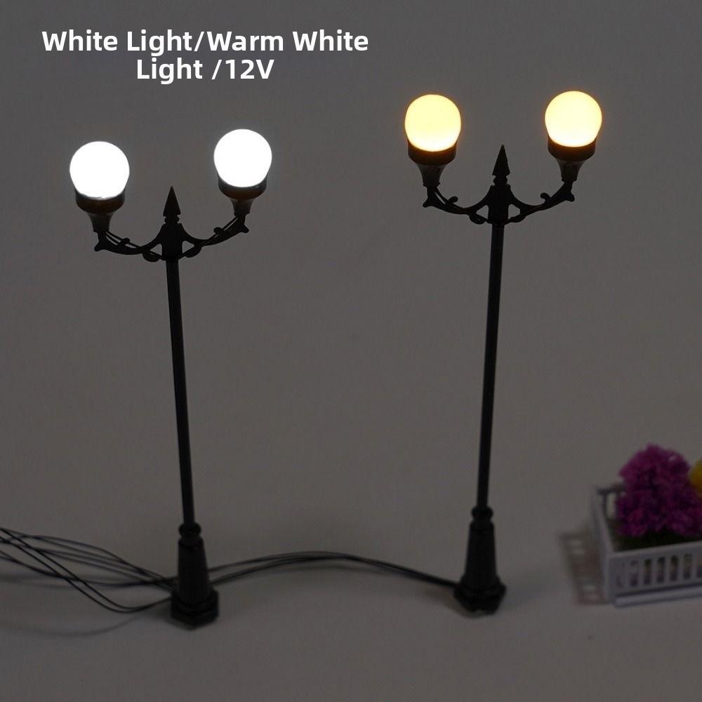 DIY Miniature Street Lamp White/Warm Light Park Lamppost High Light Layout Material