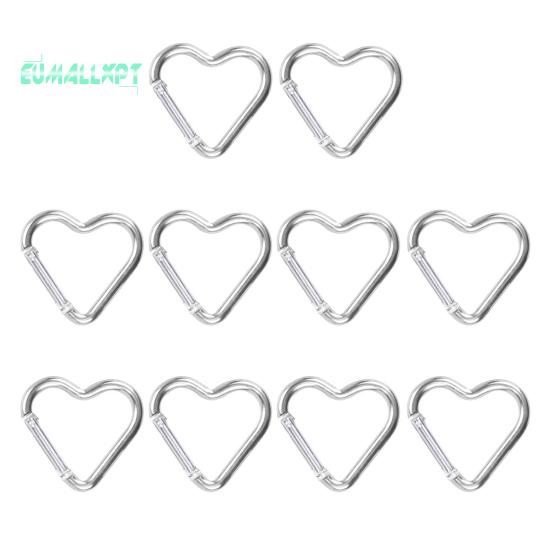 10 шт. карабинные крючки в форме сердца, компактные быстросъемные карабины, зажимы, прочные несущие держатели для ключей, принадлежности для кемпинга