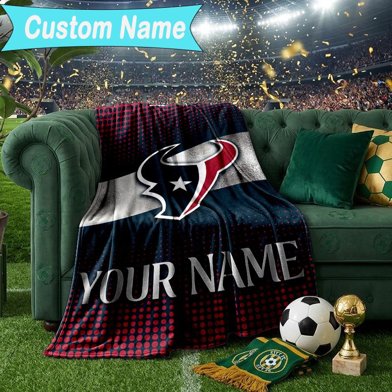 Custom Name Blanket Houston-Texans Artwork Blanket Bedding Blanket for Travel, Camping, Living Rooms, Offices, Sofas, Fan Christmas gift