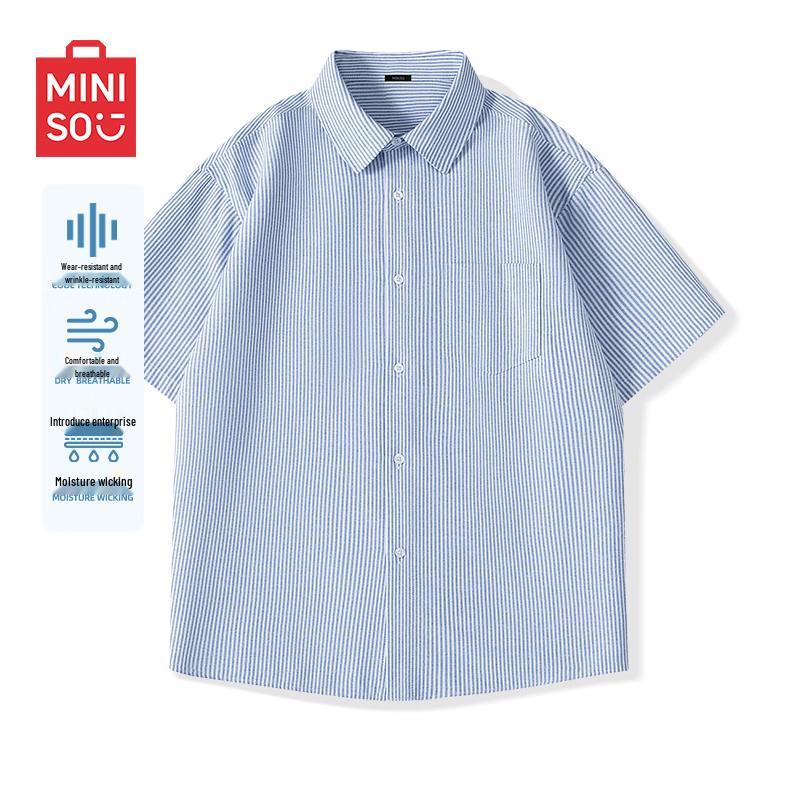 MINISO Мужская повседневная рубашка с коротким рукавом и воротником