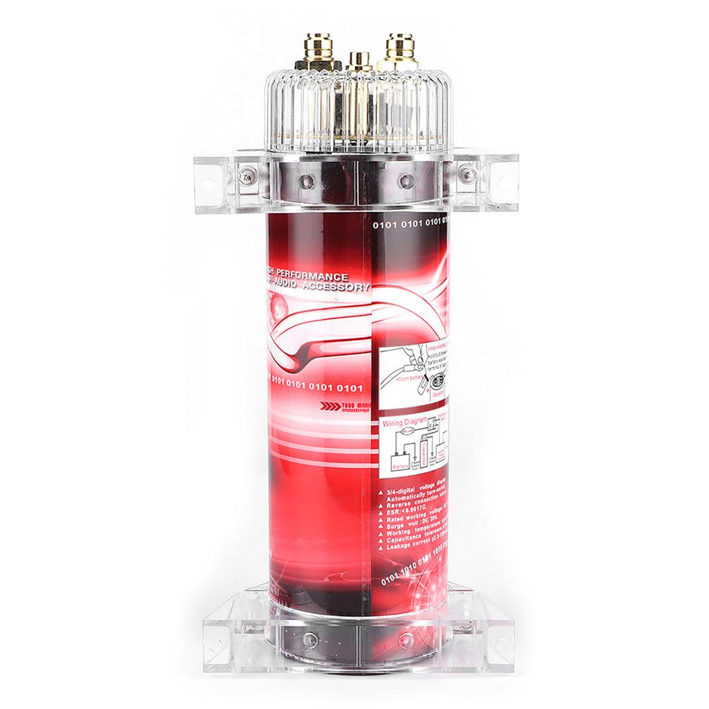 2 Farad Car Audio Power Capacitor Amplifier Voltage Regulator Red LED 10?16V DC Modified Auto Parts