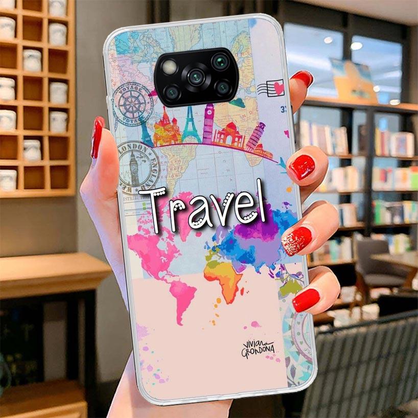 World Map Travel Plans Cover Phone Case For Xiaomi Poco F7 Ultra X7 X6 X5 Pro M7 Redmi 15C 15 13C 13 12C 12 10C 10 9A 9C 9T 9 Sh