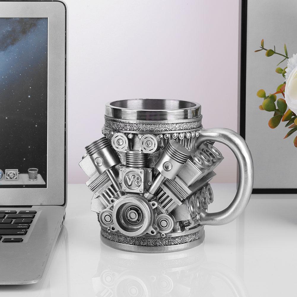 Engines Coffee Mug Stainless Steel Mug Resin Personalized 3D Engines Mug 15oz Water Cup for Boyfriend Or Dad Gift