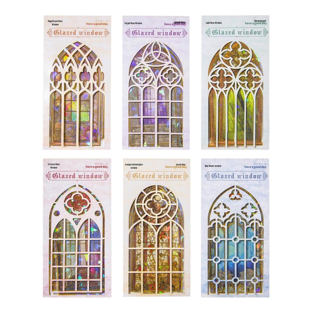 Европейское витражное окно Ретро наклейки для журнала - 10 листов ПЭТ-материала