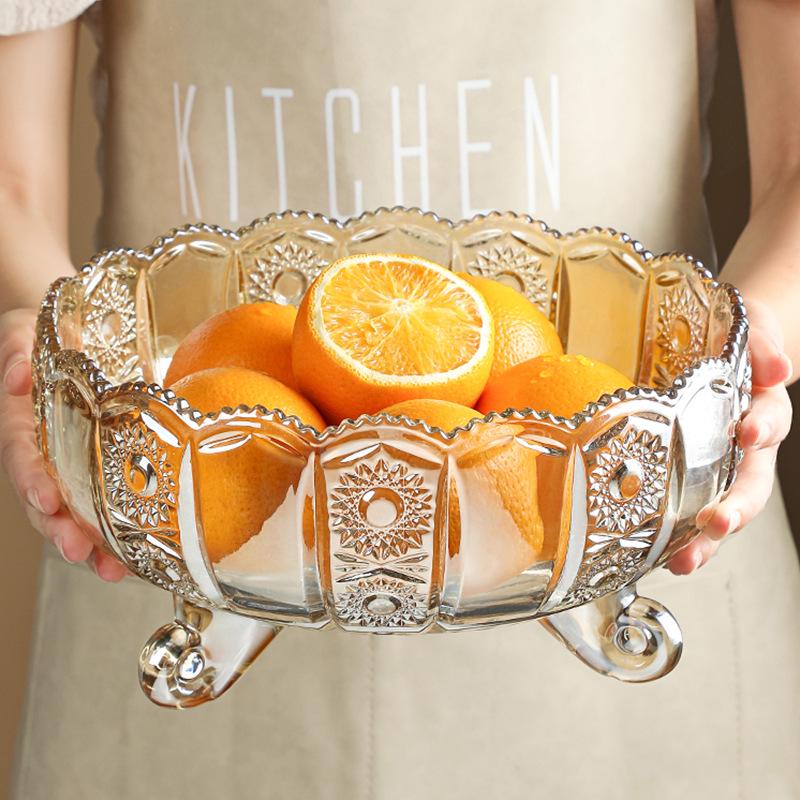 Роскошная хрустальная трехъярусная фруктовница для гостиной