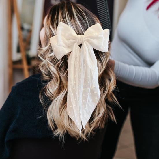 Лента с кисточкой, жаккардовый декор, весенняя заколка для волос, Нескользящая элегантная двойная большая бант, декор, заколка для волос для девочек, аксессуары для волос