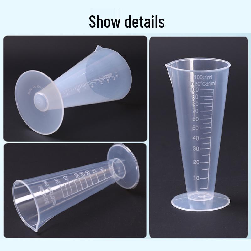 Plastic Triangular Measuring Cup with Scale, Conical Design for Bubble Tea Shops, Lab Equipment, PP Food Grade