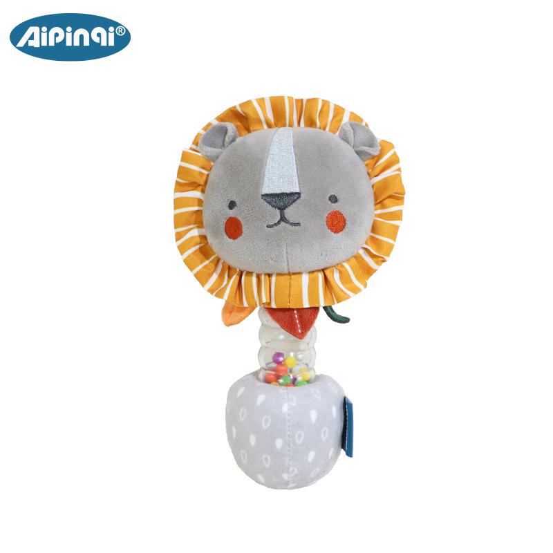 Успокаивающая плюшевая кукла Aipinqi для малышей с цветными бусинами и ручным колокольчиком, для возраста 0-1 год.