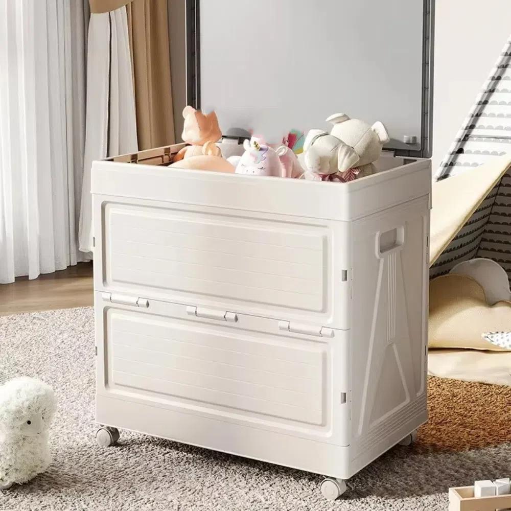 With Wheels Wardrobe Storage Box Clamshell Design Toy Storage Box Household Use