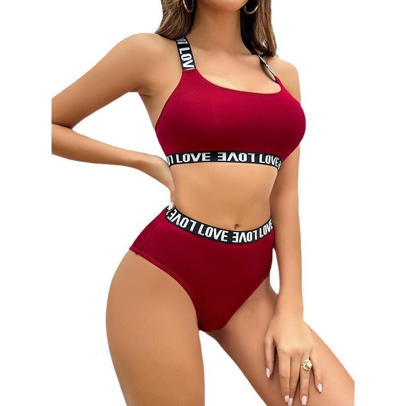 Burgundy Sexy Pure Desire Underwear Set Bra Gathers Women, European and American Fashion Tight Sexy Lace