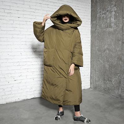 Новый теплый пуховик свободного кроя с капюшоном, удлиненный и утолщенный