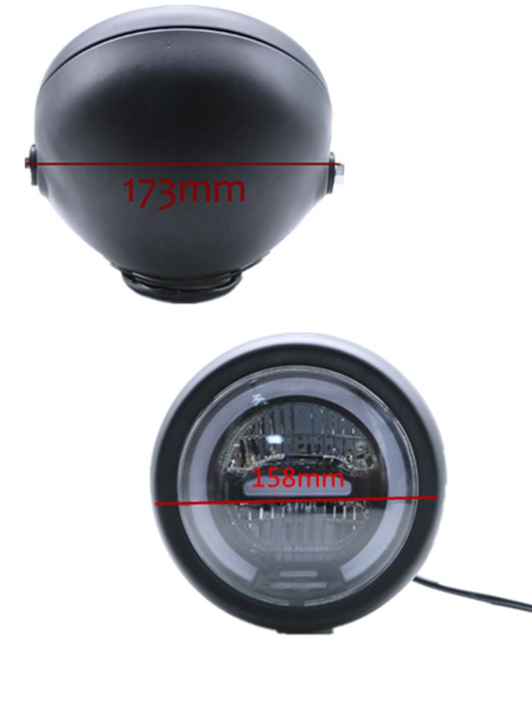 6.8'' Motorcycle Metal Retro Amber Halo Ring Angel Eye Led Headlamp With Bracket