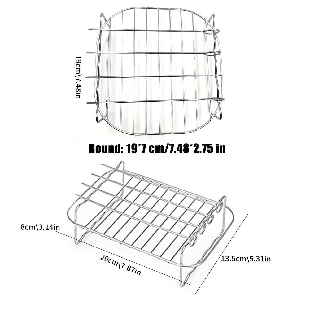 Набор решеток для аэрофритюрницы 7 дюймов / 8 дюймов Универсальная решетка для гриля Двухъярусная решетка с шампурами Пароварка Подставка для слива масла для кухни