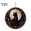 Home Decoration Pendant Black Cat Pearl Diamond Art Painting Ornament, 2D Flat Acrylic Office Decorative Accessory Hanging Suncatcher, Beaded Pattern