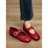 Lambskin New Red Leather Shoes Mary Jane Shoes Women's Popular Soft-soled Temperament French Shallow Mouth Flat-soled Single Shoes