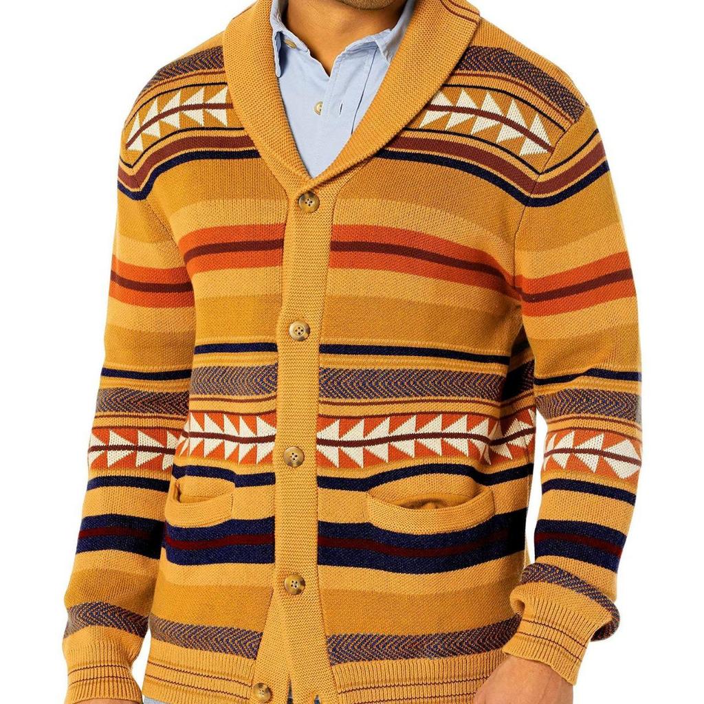 Мужской кардиган-свитер с цветными блоками, жаккардовый, BK0041