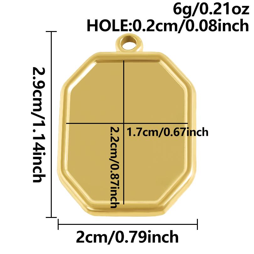 6Pcs Blank Settings Cabochon Pendants Round Rectangle Square Charm Stainless Steel Charms For Jewelry Making Bulk Diy Necklaces