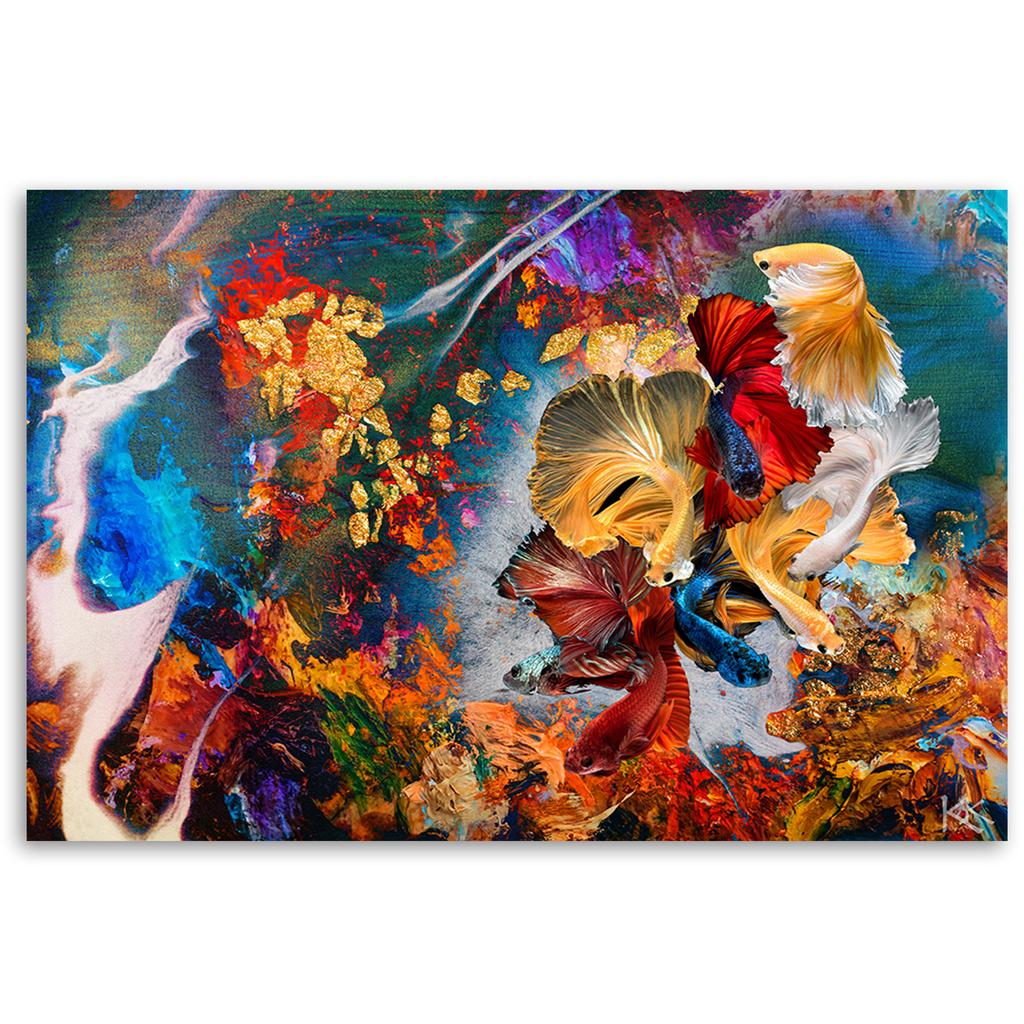 Canvas Print, Coloured Fish Abstract