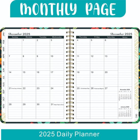 Планировщик 2025 года, блокнот с плотной бумагой, чернила, герметичные, двусторонние, для записи, отслеживания встреч, блокнот сзади