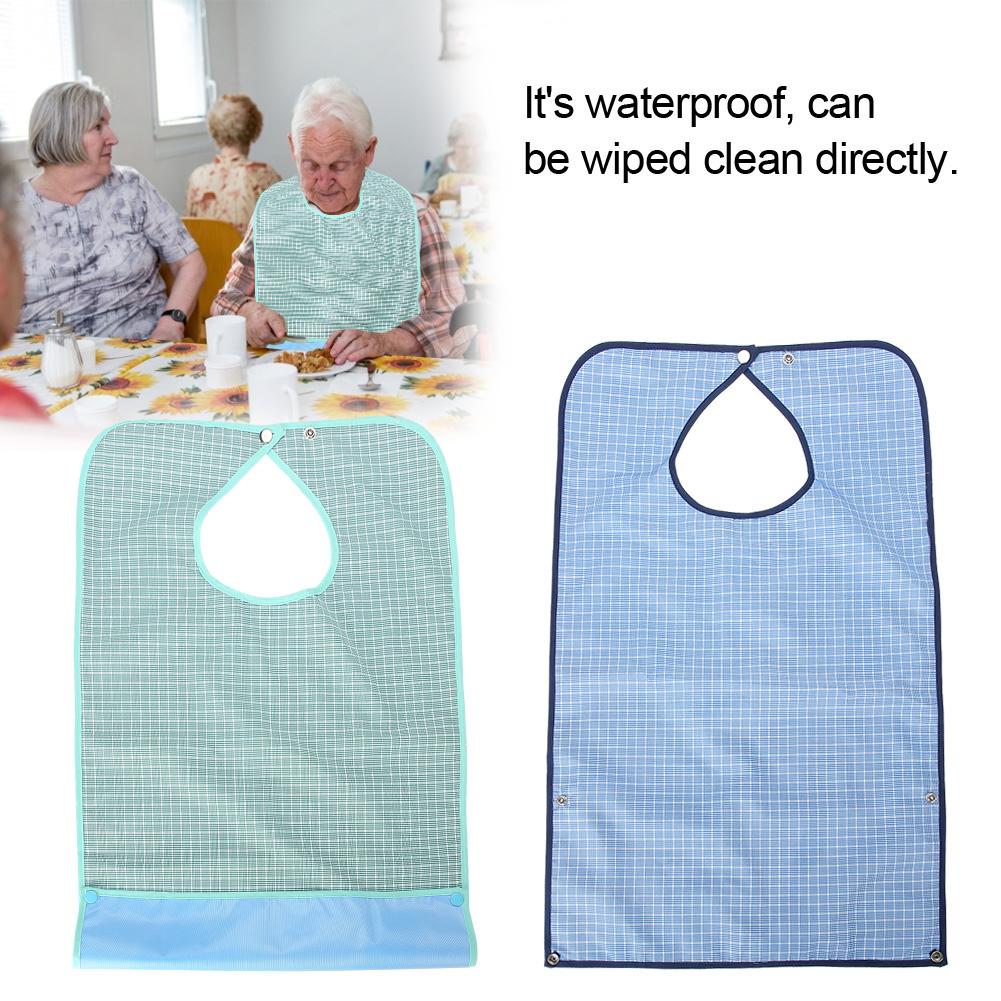 Adult Waterproof Mealtime Bib Double Layer Elder Dinning Clothes Protector