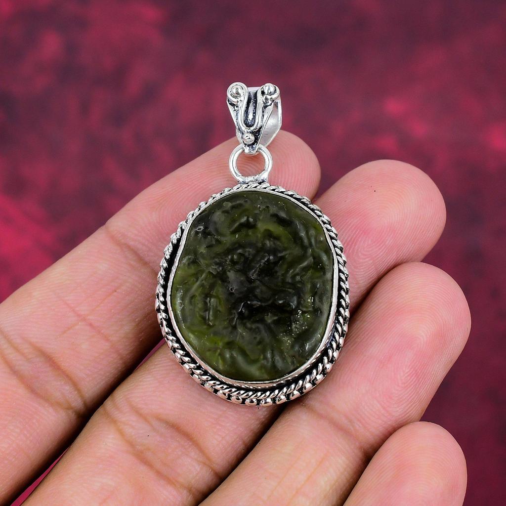 Moldavite Pendant, 925 Solid Sterling Silver Jewelry, Gemstone Pendant, Gift For Her Handmade Dainty Jewelry