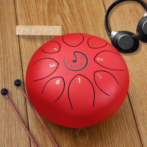 Raindrum Steel Tongue Drum, 8-Tone 6-Inch C Key Handpan Percussion Drum with Music Book and Mallets for Beginners, Meditation, Therapy, Concert, and Y