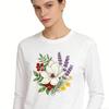 100% Cotton Printed Long Sleeve T-Shirt Round Neck Unisex Base Shirt Casual Top
