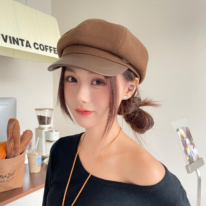 Ретро Универсальный Шерстяной Берет Подчеркивающий Лицо Утиный Язычок Восьмиугольная Шляпа Детская Теплая Ветрозащитная Шляпа Газетчика