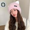 Korean Version of Autumn and Winter New Hat for Women Cute Cat Knitted Wool Hat for Winter Warm Pullover Hat Cold Ear Protection Hat