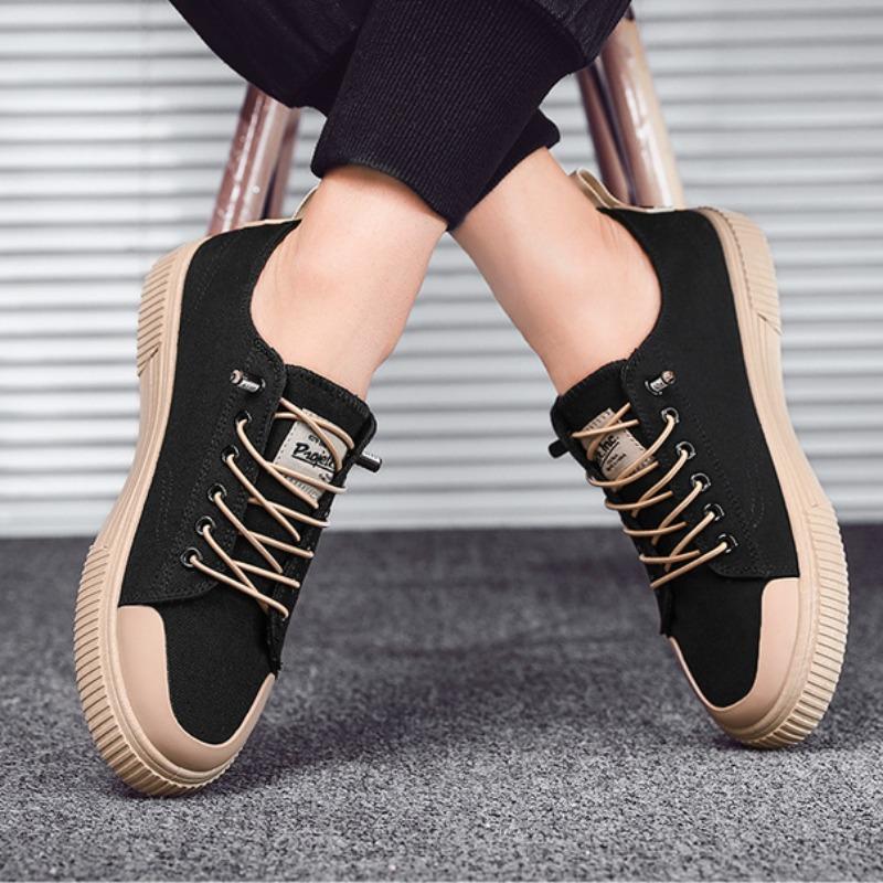 Мужская обувь парусиновые туфли дышащие 2024 осень новые удобные нескользящие эластичные резинки модная корейская версия повседневные туфли для скейтборда