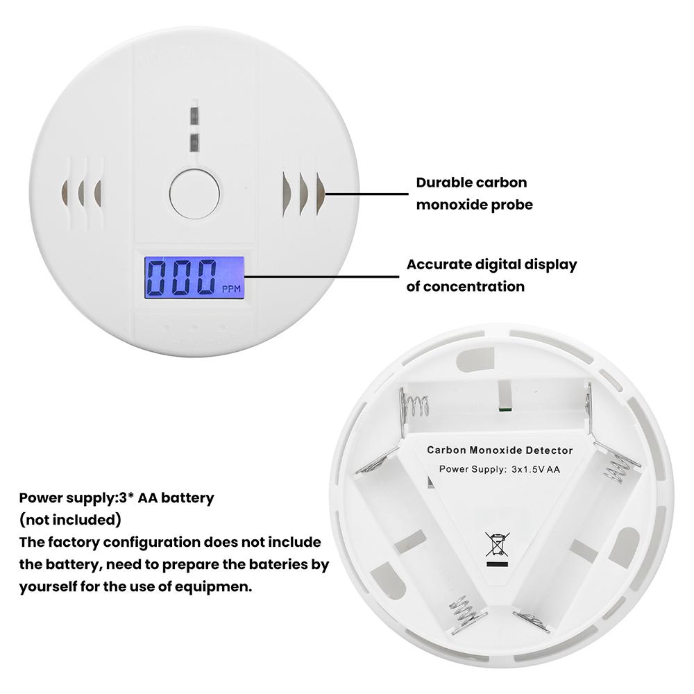 Carbon Monoxide Alarm Smoke Alarm Co Detector LCD Display Alarm Home Supply Gas Leak Detector Alarm