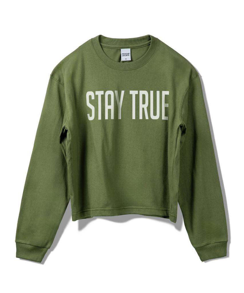 PRINOAR Полуоблегающая футболка с длинным рукавом Stay True - Зелень