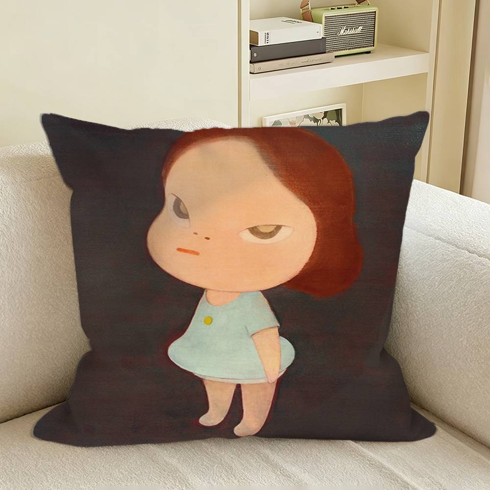 Art YYoshitomooo NaraSS Square Sofa Pillow Cover Solid Color Living Room Home Decor Cushion Case
