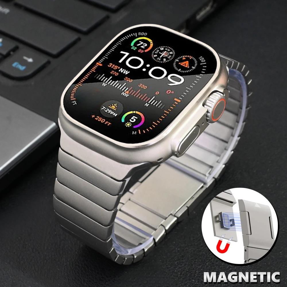 Магнитный металлический ремешок для Apple Watch Ultra2 49 мм Серии 10 46 мм Стальной ремешок для Серии 9 8 7 6 5 4 SE 45 мм 44 мм Correa