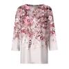 Women's Casual And Fashionable Floral Print Round Neck Top With Seven Quarter Sleeves And Loose Fit Top