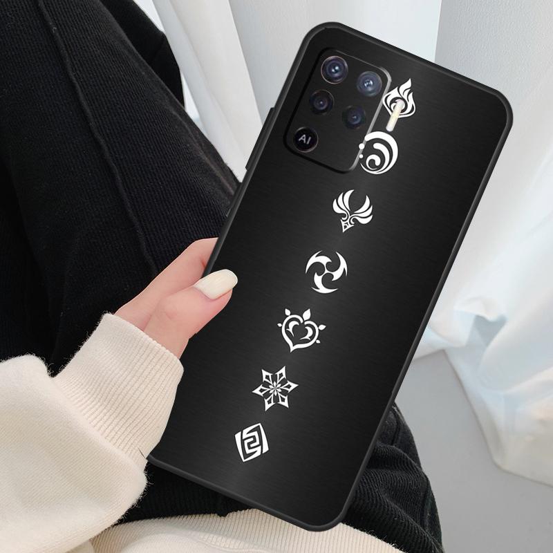 Genshin Impact Elements Case For Oppo A18 A38 A58 A78 A98 A80 A60 A40 A96 A76 A16 A94 A74 A54 A15 A17 A57 A77 A5 Pro