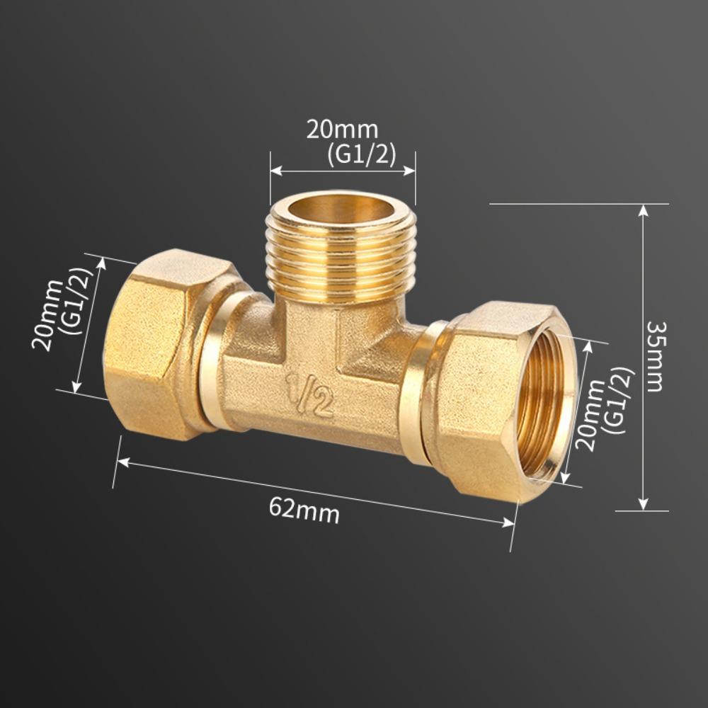 New 1/2 BSP Pneumatic Plumbing Connector Tee Type Male/Female Thread Copper Fittings Water Oil Gas Adapter
